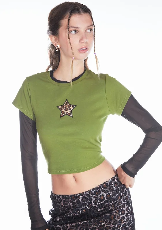 Limited Stock, Big Sale Sprint To The Stars Layered Crop Tee