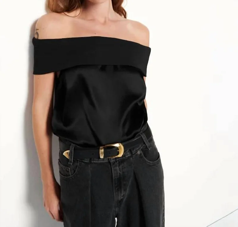 Chic & Cozy Collection Vera Off-The-Shoulder Top In Black