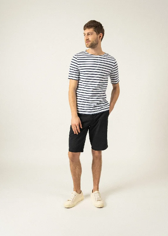 Day To Night Styles Levant short sleeve striped sailor shirt - regular fit, in light cotton (NEIGE/MARINE)