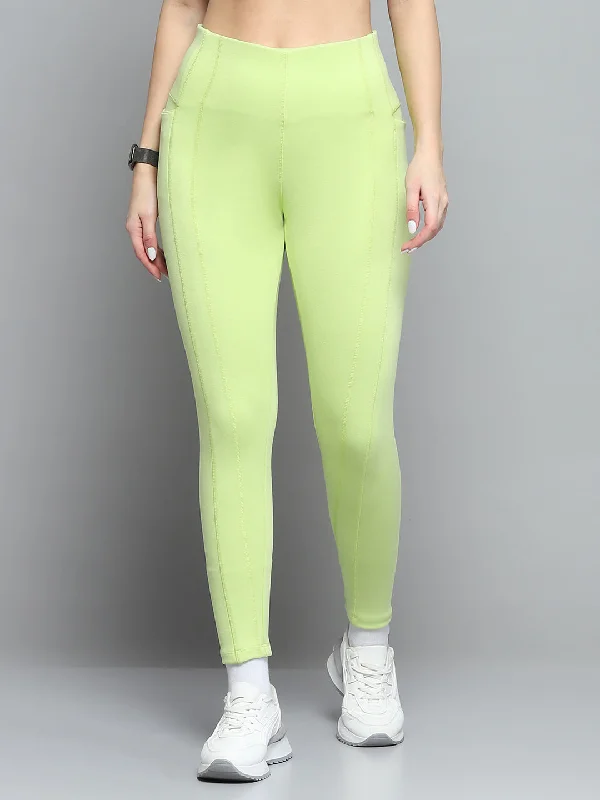 Chic Style Women Green Solid Regular Fit legging