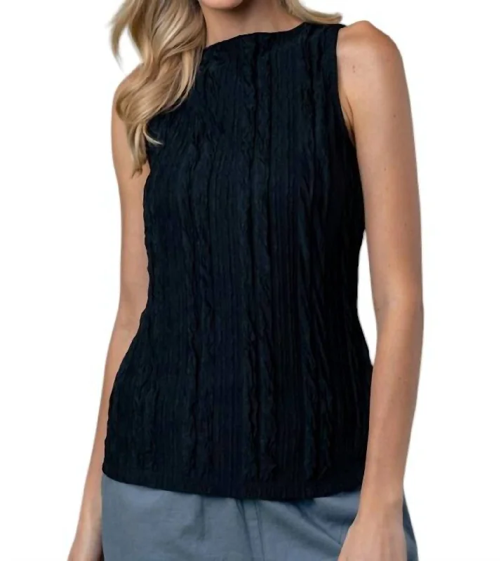 Redefining Women's Fashion Sleeveless Solid Knit Top In Black