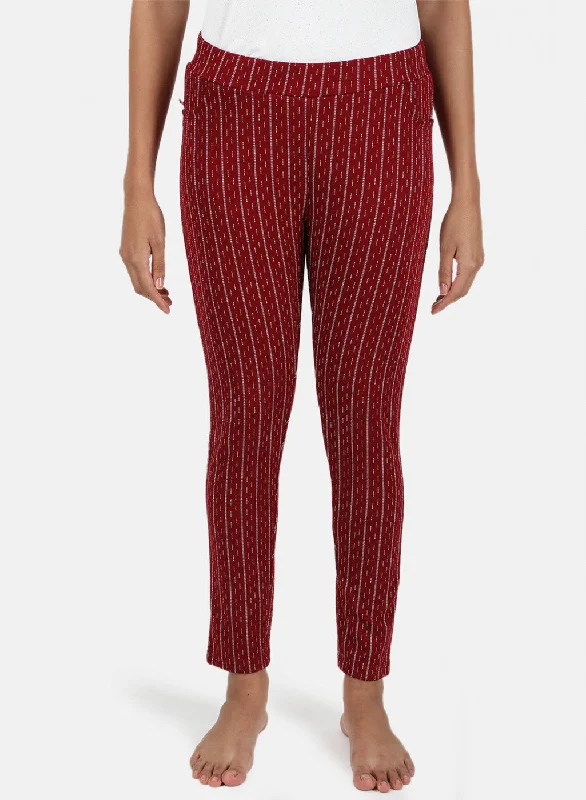 Day To Night Styles Womens Maroon Jaquard Jegging