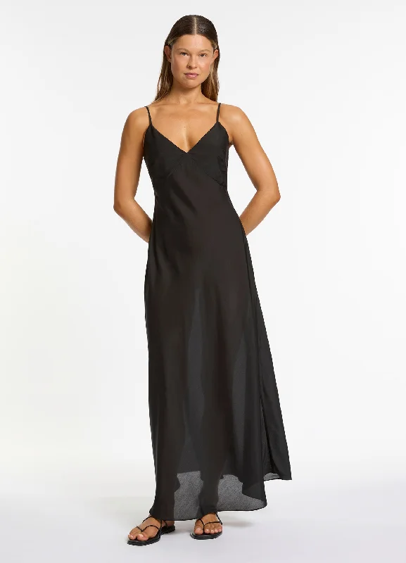 Urban Femme Streetwear Jetset Slip Maxi Dress - Black