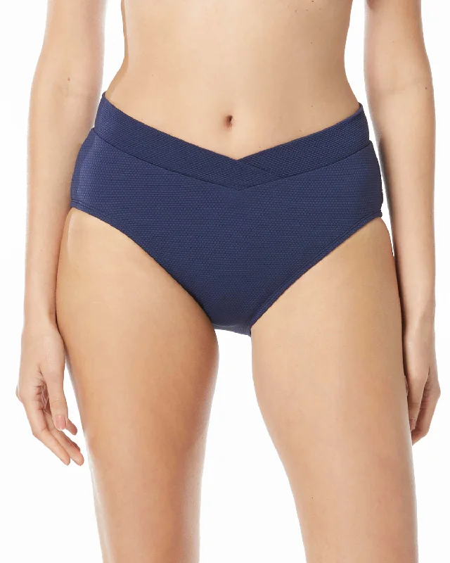 Popular Collection 2024 Beach House Pique Solids Letty Crossover Textured Bikini Bottom - H51581