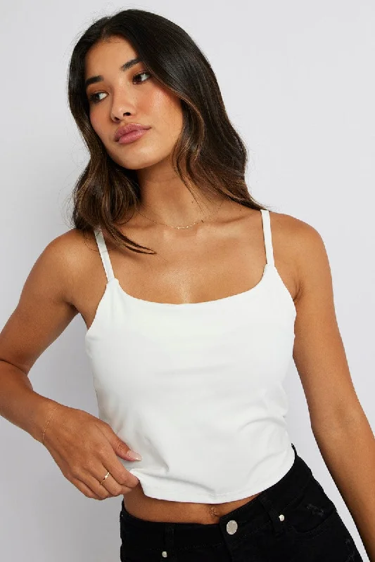 Flash Sale White Bralette Round Neck Sleeveless Padded