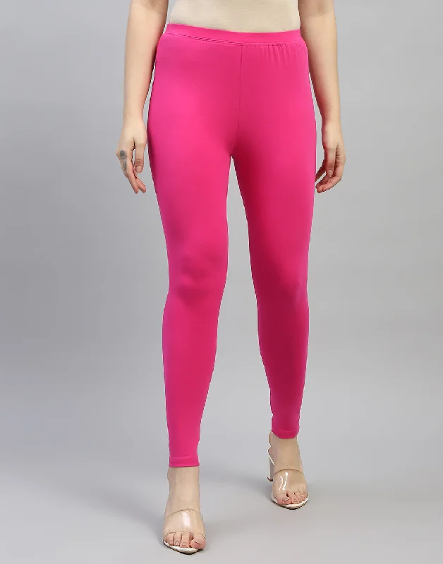 Embrace New Fashion Women Pink Solid Regular Fit Legging