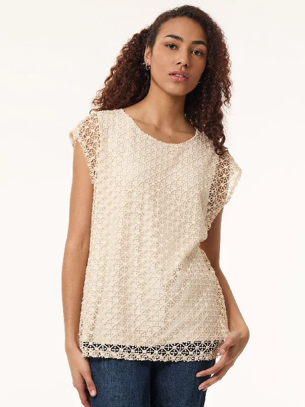 Exclusive Designer Collection Petite Drop Shoulder Top, Lafayette Lace