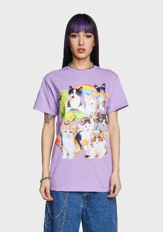 Art Deco Geometric Pattern Look Kitty Collage Graphic Tee