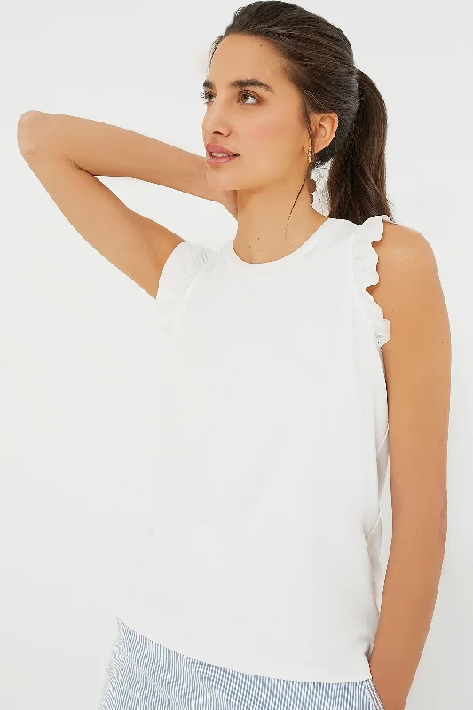 Attire Sale White Ruffle Lea Tank