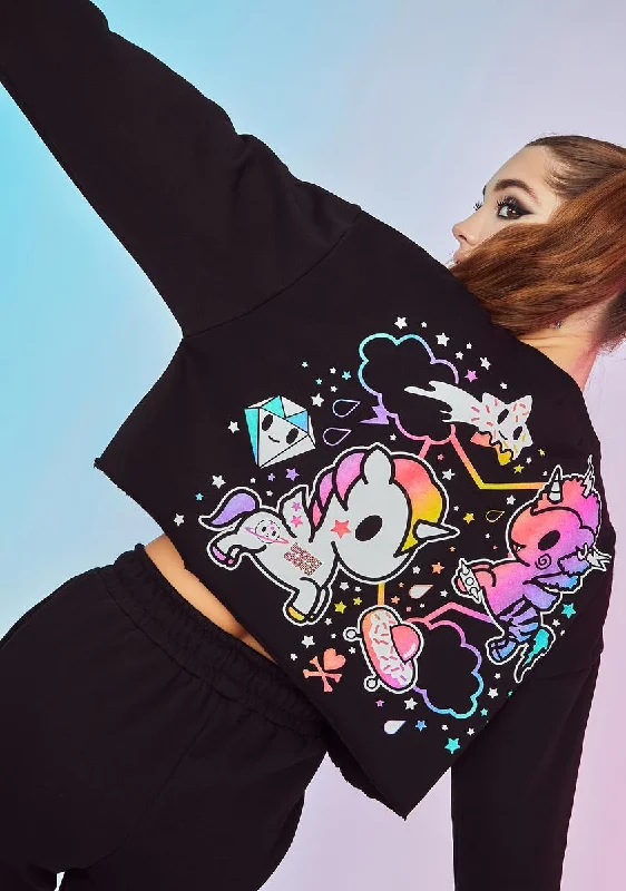 Sophisticated Cut Intergalactic Magic Graphic Crop Sweatshirt