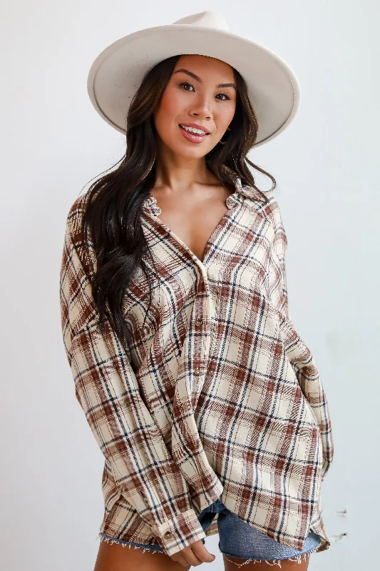 Versatile Outfits Adorably Classic Beige Plaid Flannel