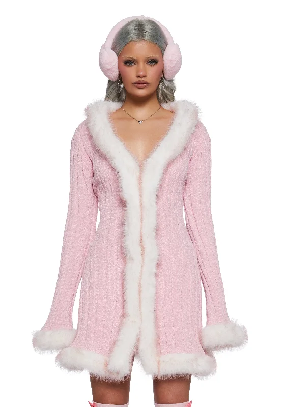 Buy More, Save More Furry Foe Long Cardigan - Pink