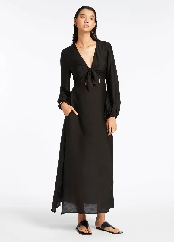 Versatile Style Wardrobe Jetset Tie Maxi Kaftan - Black