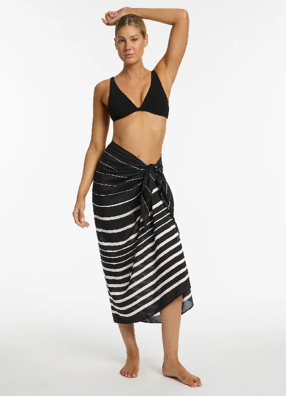 Essentials On Sale Lunar Stripe Sarong - Black/Chalk