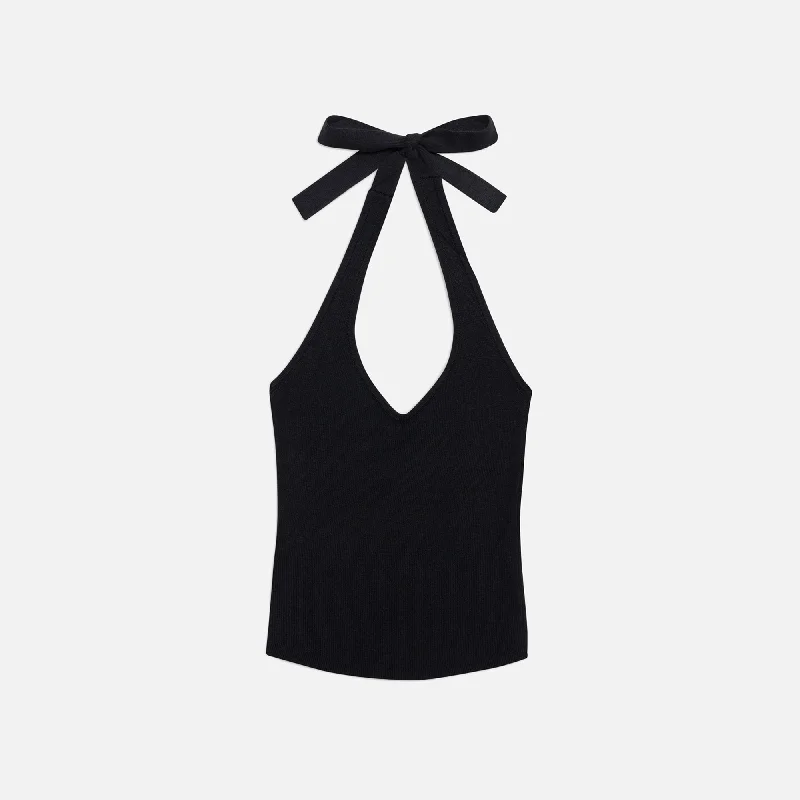 Style Streetwear Frankies Bikinis Marialla Knit Halter Top - Black