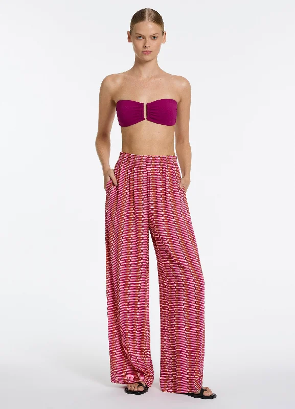 Premium Fabrics Alessia Geo Wide Leg Pant - Peony