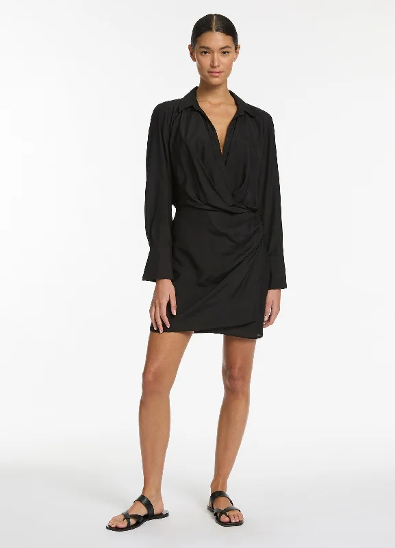 Fashion Sale Jetset Draped Shirt Dress - Black