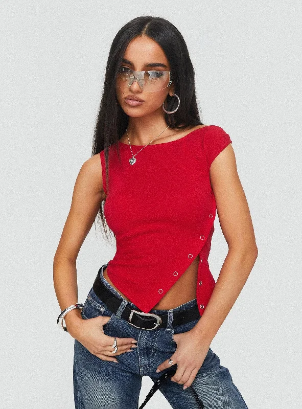 Trendy Threads Karre Off The Shoulder Top Red