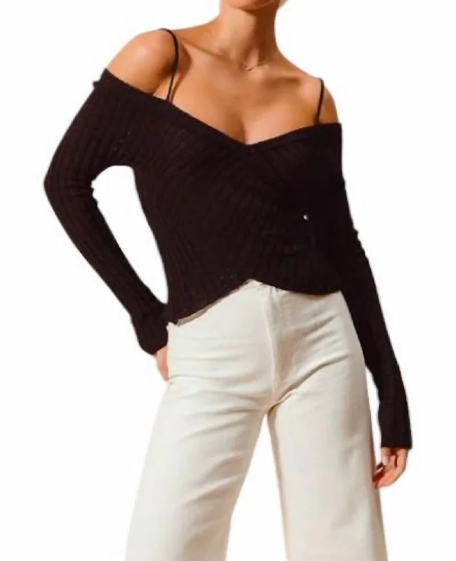 Latest Trends Overlap Off Shoulder Top In Black