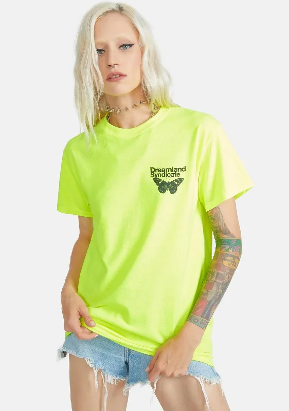 Vibrant Styles Neon Butterfly Graphic Tee