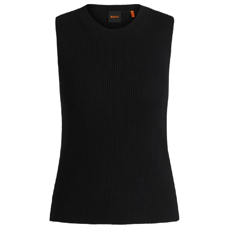 Fashion Deal Slim-fit sleeveless top in ribbed stretch fabric