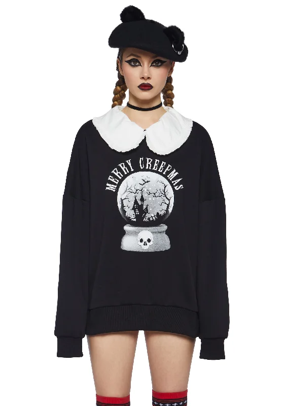 Dreamy Draping Snowglobe Nightmares Collared Sweatshirt