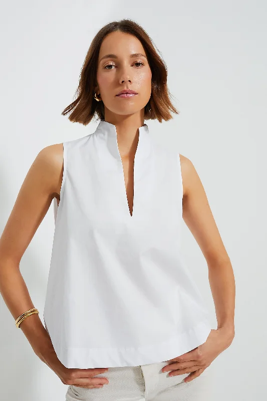 Sporty Streetwear White Sleeveless Celeste Top