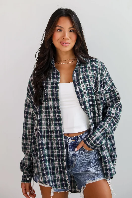 Luxe Women's Fashion Trendsetting Aspect Hunter Green Plaid Flannel