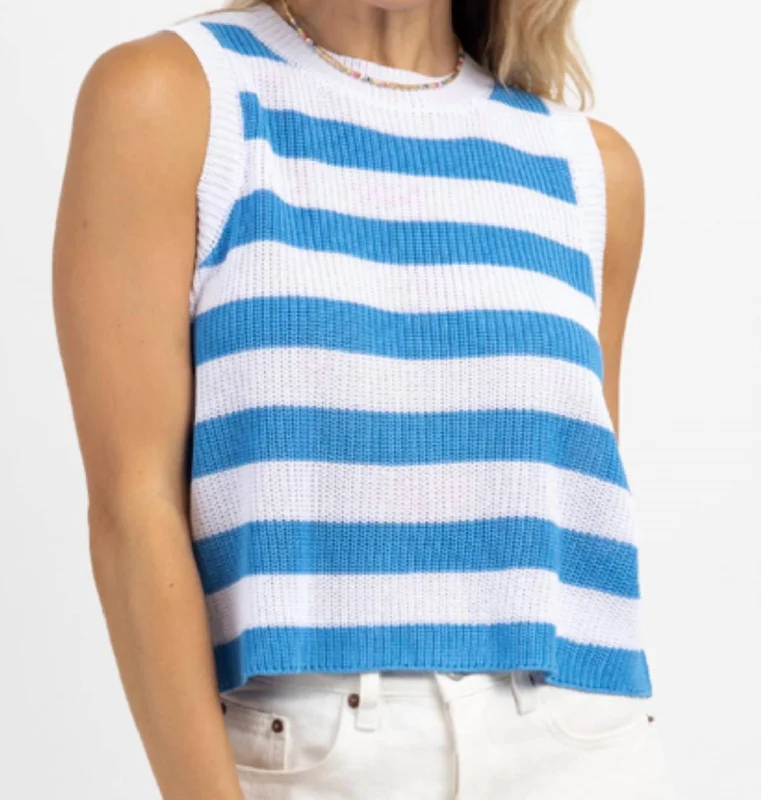 Winter Warm - Up Sale Beach Day Striped Knit Tank In Blue