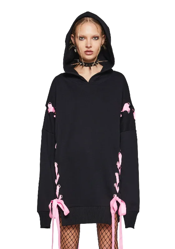 Fashion Essentials Dark Hearts N Hellions Lace Up Hoodie