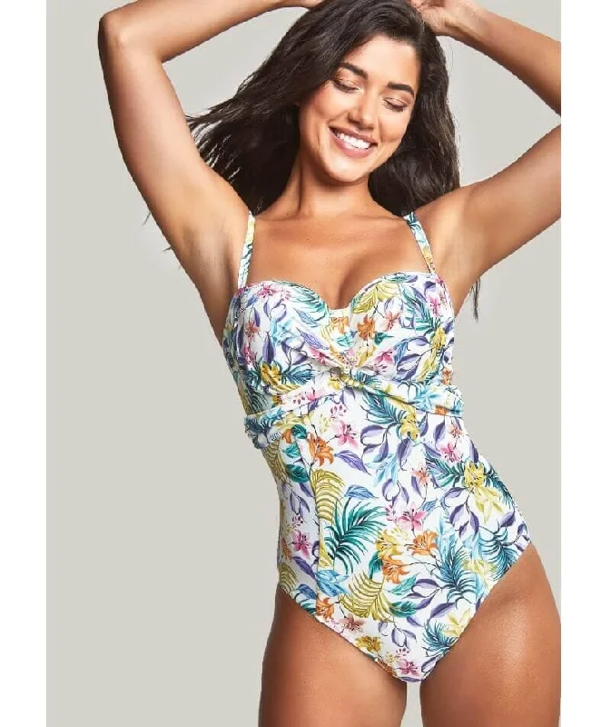 Comfort First Women's Fashion Panache Swimwear Botanical Padded Bandeau One Piece Swimsuit - Floral