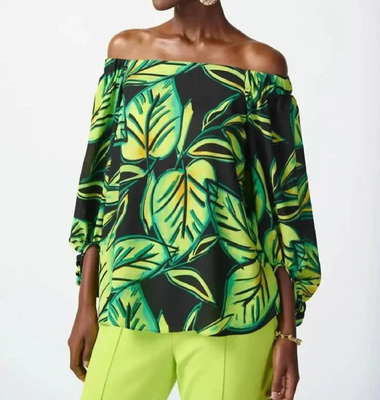 New Arrivals Off The Shoulder Top In Lime Green