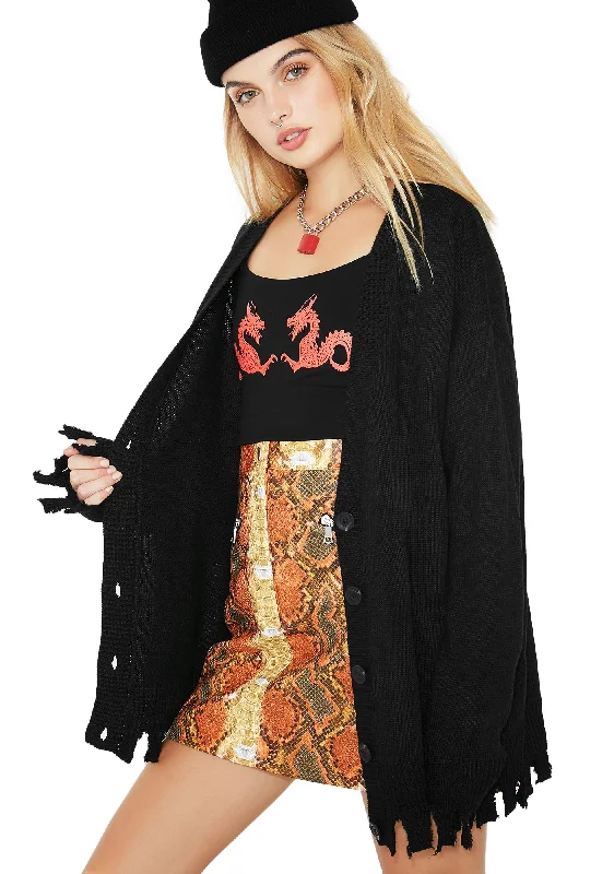 Rocker Chic Fashion No Love Lost Unfinished Cardigan