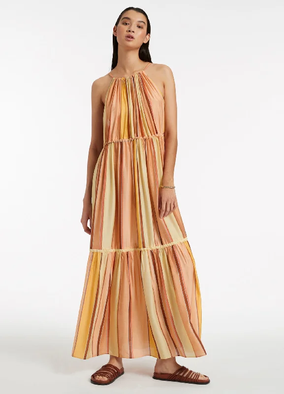 Chic And Edgy Fira Stripe Maxi Dress - Marigold