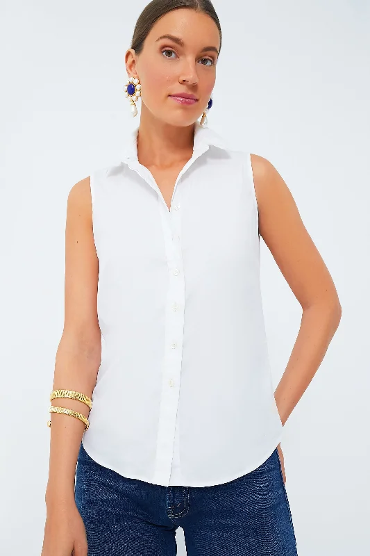 Premium Fabrics White Sleeveless Essentials Shirt