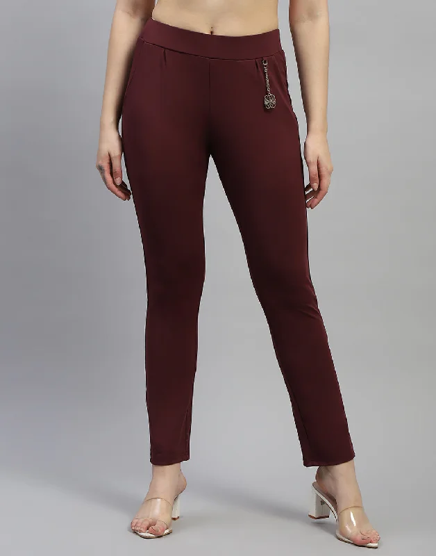 Elevated Style Women Maroon Solid Regular Fit Jegging