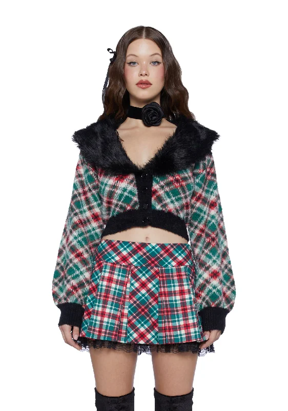 Save On Inspired Styles Holiday Party Plaid Cardigan