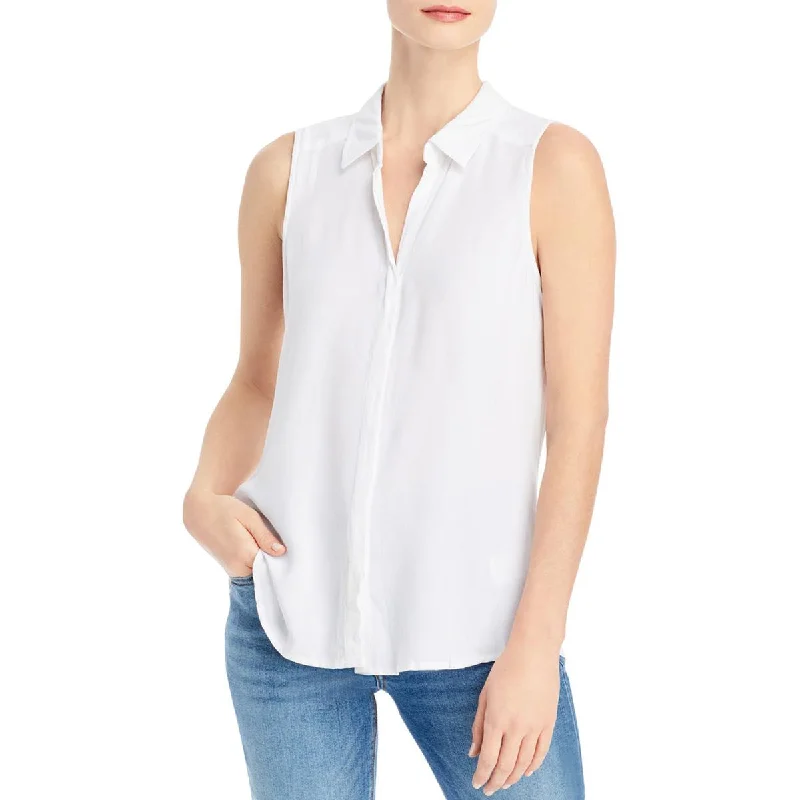 Comfort Centric Apparel Womens Back Buttons Sleeveless Button-Down Top