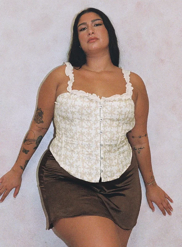 Clearance Sale Searle Floral Corset Cream Curve