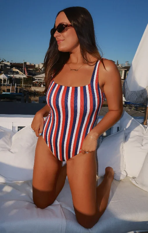 Trending Items The Ribbed One Piece ~ Americana Stripe Micro Rib