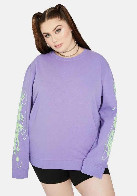 Contemporary Elegance Curve Dragon Crewneck Sweatshirt