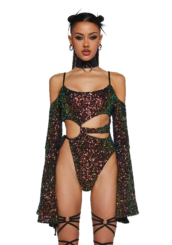 Beat The Heat In Tropical Styles Melodic Mistress Sequin Bodysuit