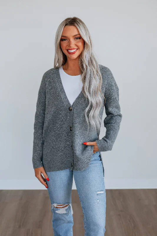 Minimalist Office - Ready Style Sherah Knit Cardigan - Charcoal