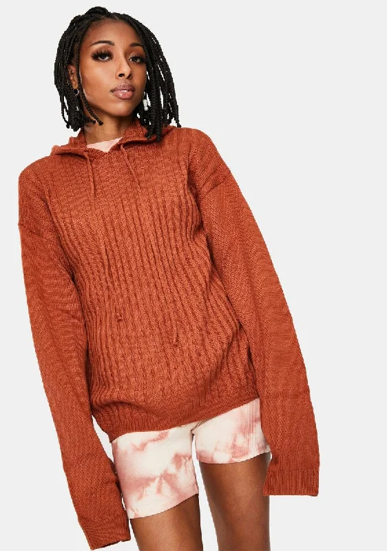 Timeless Elegance Redefined Rust Hendrix Knit Hoodie