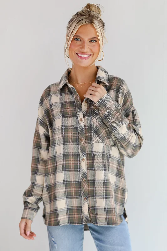 Limited Time Offer FINAL SALE - Classic Attitude Olive Plaid Flannel