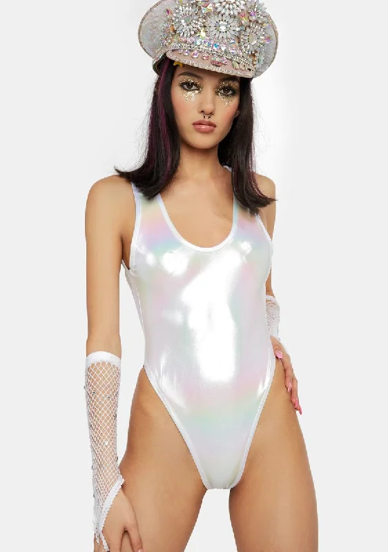 Classic Women's Fashion Unicorn Metallic Bodysuit