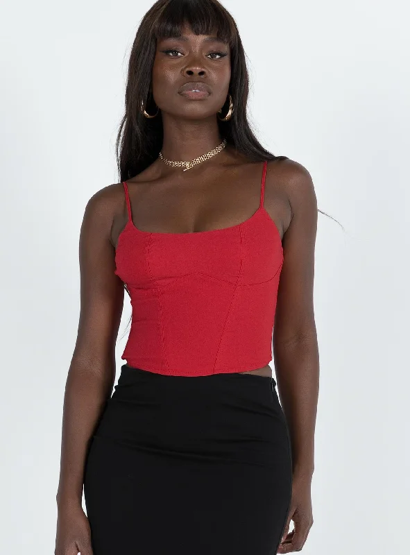 Chic Style, Always In Vogue Dia Corset Top Red