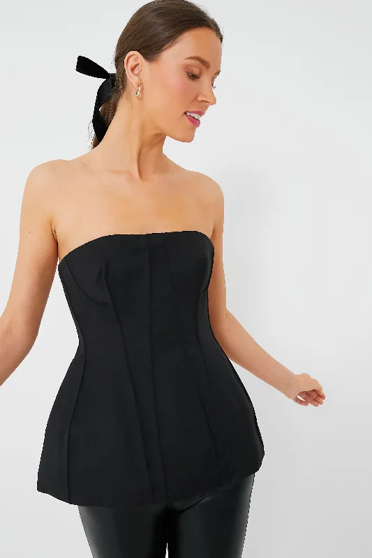 Luxury Comfort Black Parker Sleeveless Bustier Top