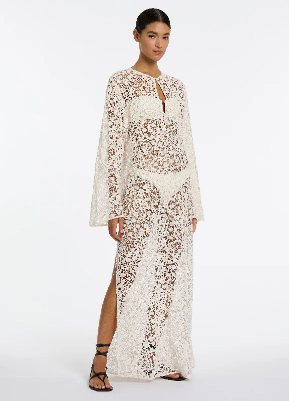 Glamorous Evening Wear Velana Lace Maxi Kaftan - Cream