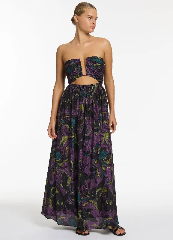 Inspired By You, Designed For You Midnight Tropical Cut Out Strapless Dress - Amethyst